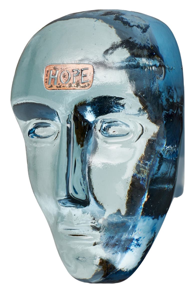 Companion Hope Glass Mask Sculpture, Alternate, color, BLUE