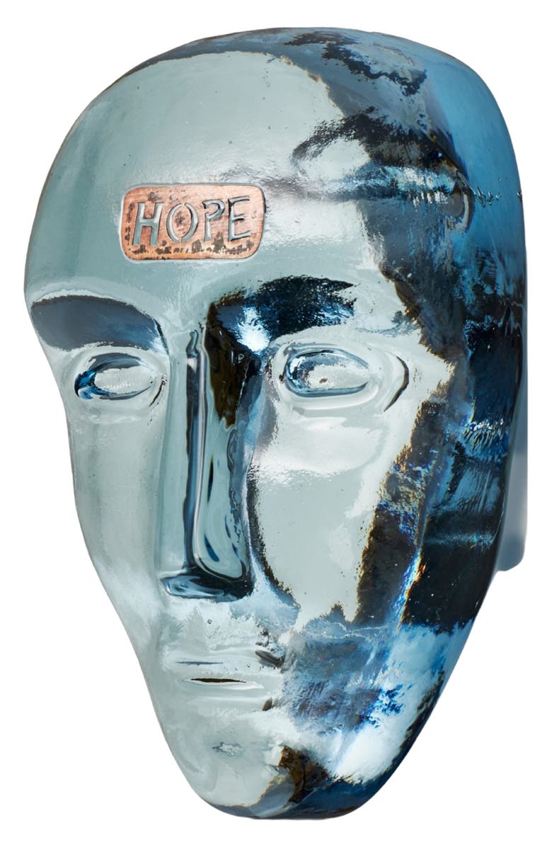 Kosta Boda Companion Hope Glass Mask Sculpture, Alternate, color, Blue