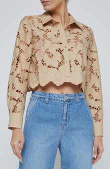 L'AGENCE Seychelle Cutwork Crop Shirt