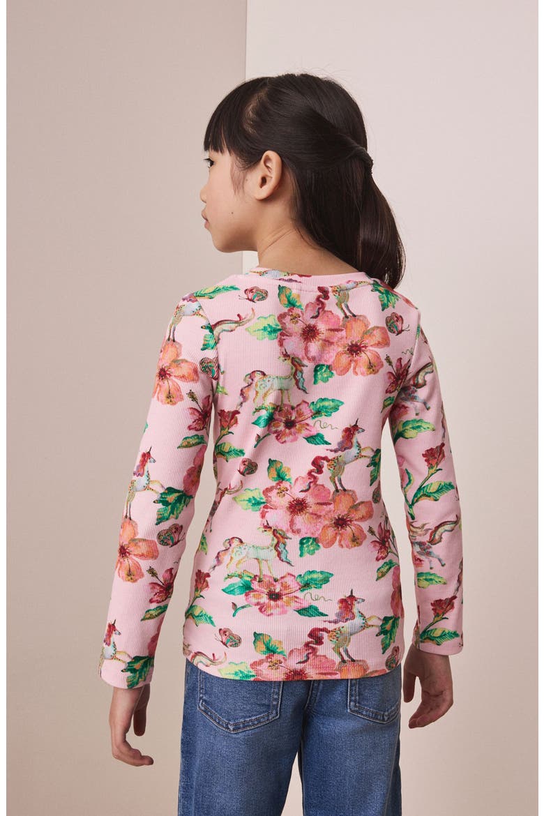 Kids' Floral Rib T-Shirt, Alternate, color, PINK