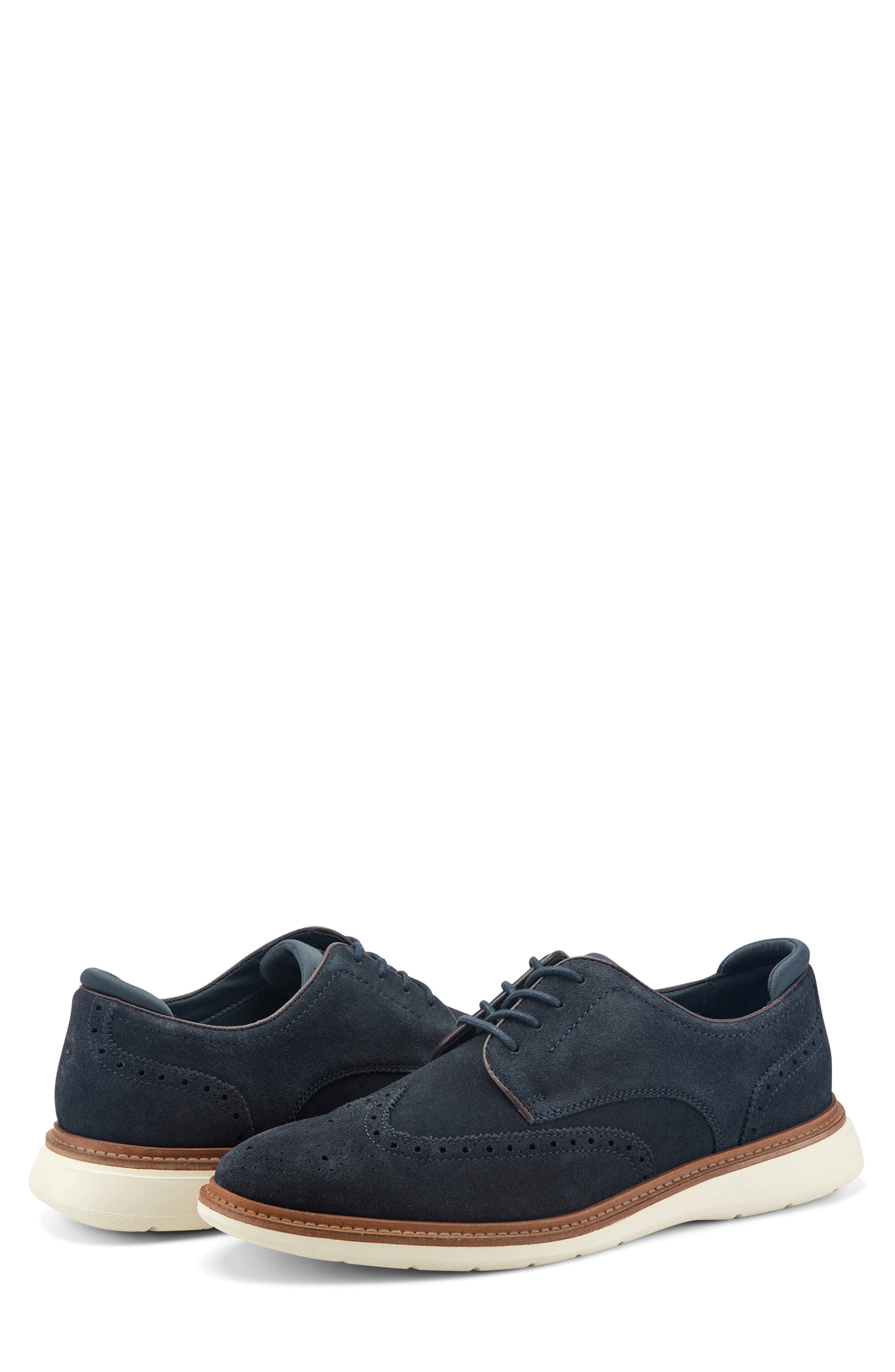 Melrose Leather Wingtip Derby, Alternate, color, DARK BLUE SUEDE