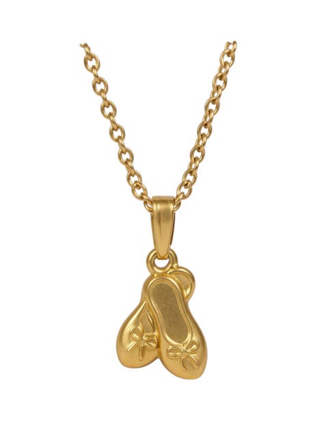 14k Gold Ballet Slippers Pendant Necklace (Toddler, Little Kid & Big Kid)