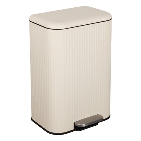 Astra Ribbed Rectangular Step Pedal Trash Can with Soft-Close Lid