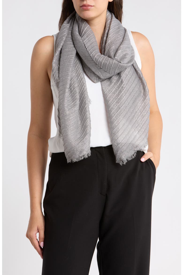 Wide Pleated Scarf, Main, color, GREY SLEET