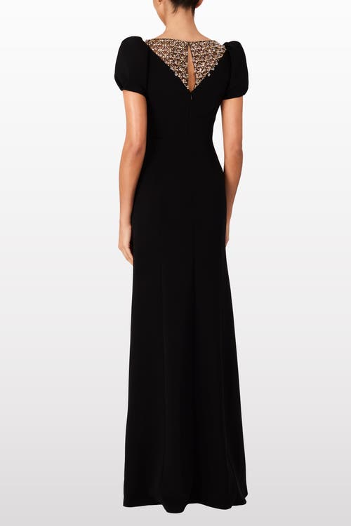 Jenny Packham Empress Puff-sleeve Crystal-embellished Maxi Dress In Black