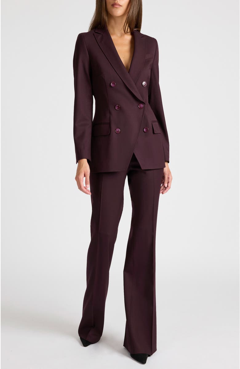Santorelli Paco Double-Breasted Six-Button Jacket in Wool Stretch, Alternate, color, Raisin