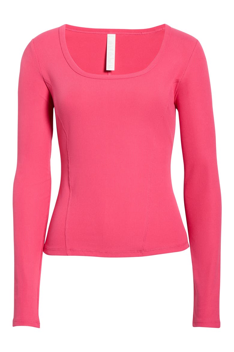 Long Sleeve Rib T-Shirt, Alternate, color, PINK CARMINE