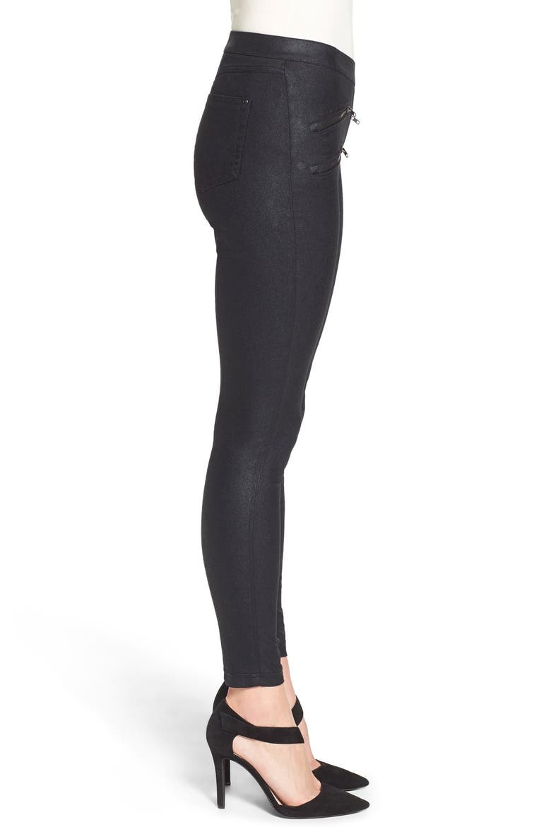 Coated Twill Leggings, Alternate, color, BLACK
