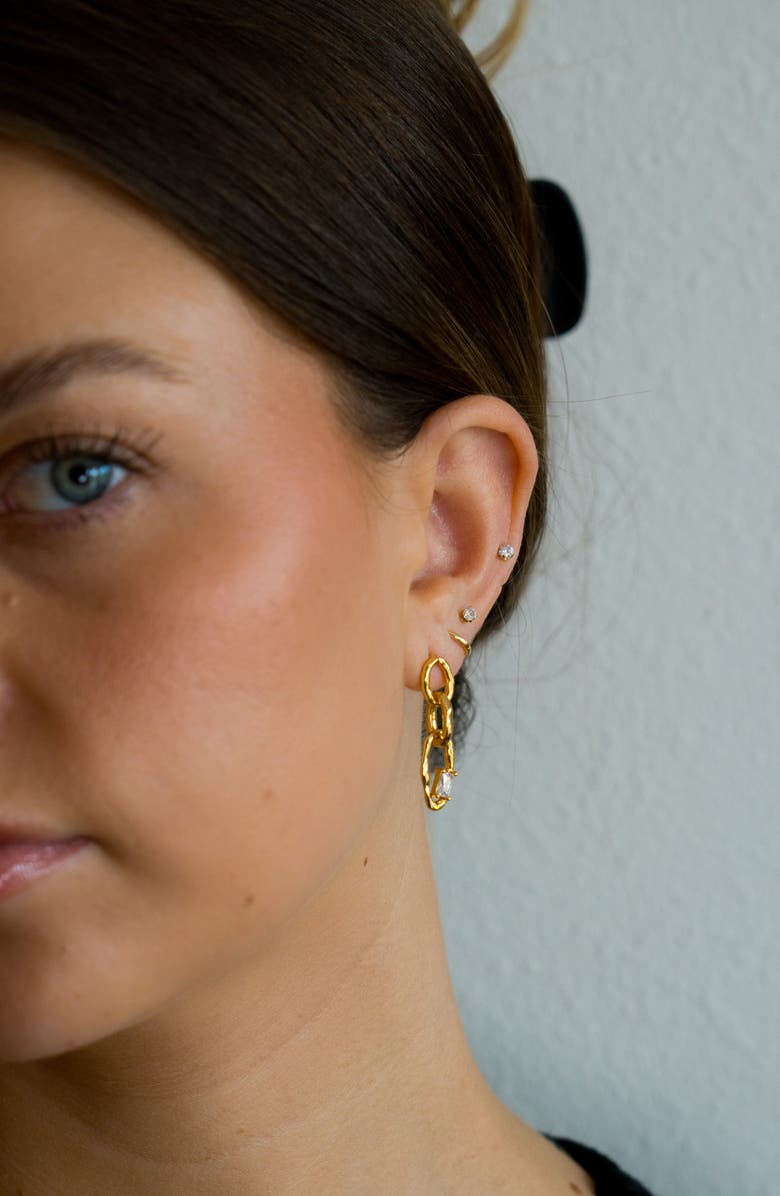 Sterling Forever Estelle CZ Link Drop Earrings, Alternate, color,