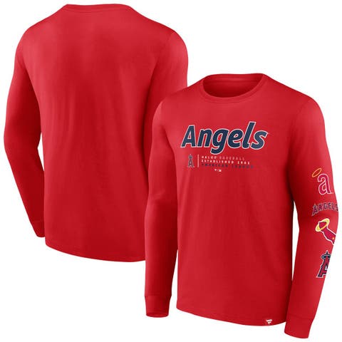 Men's Fanatics Branded Red Los Angeles Angels Strike the Goal Long Sleeve T-Shirt