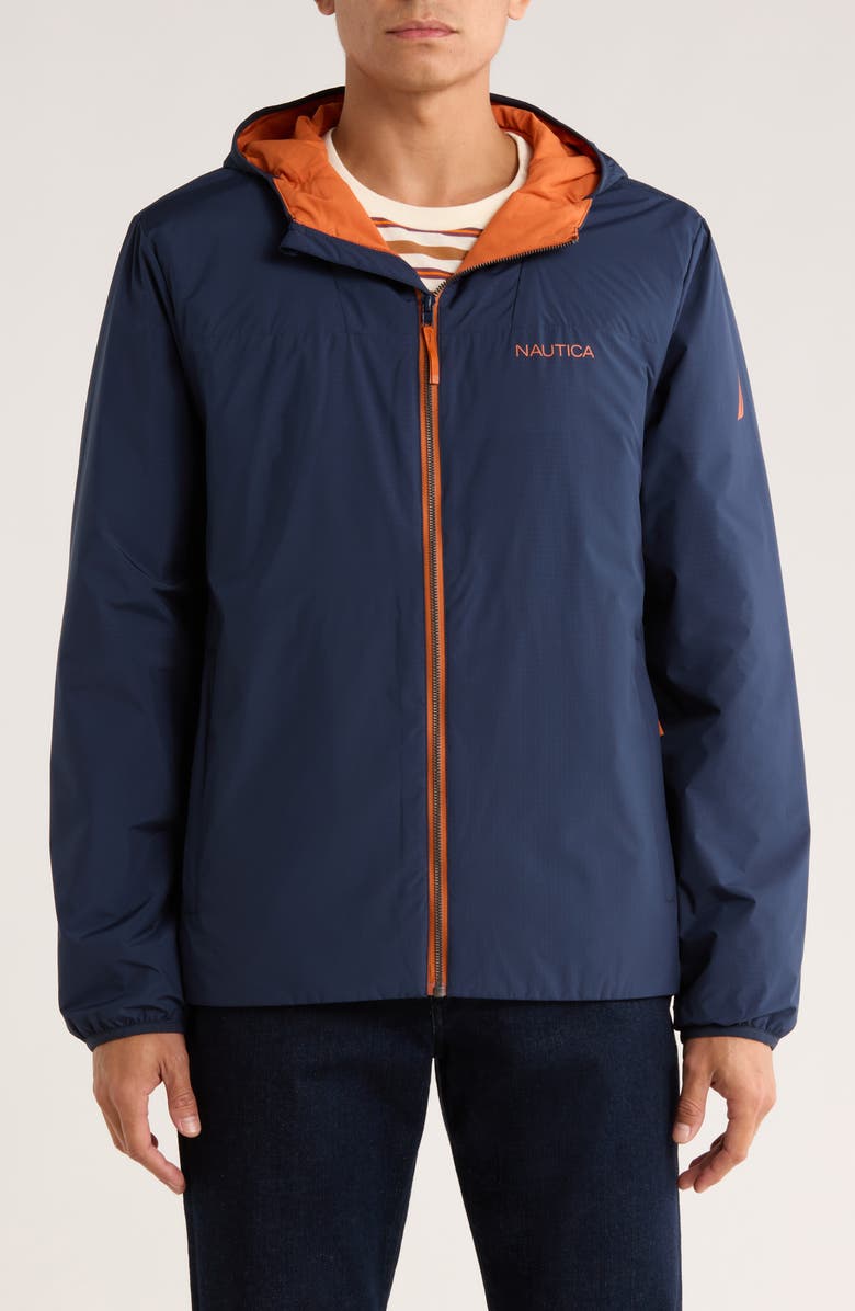 Nautica Transitional Hooded Zip Jacket, Main, color, Navy Seas