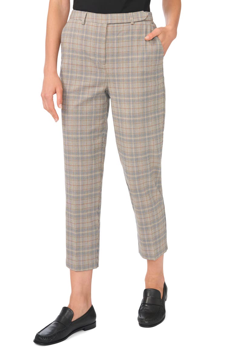 Plaid Crop Pants, Main, color, TOBACCO BROWN