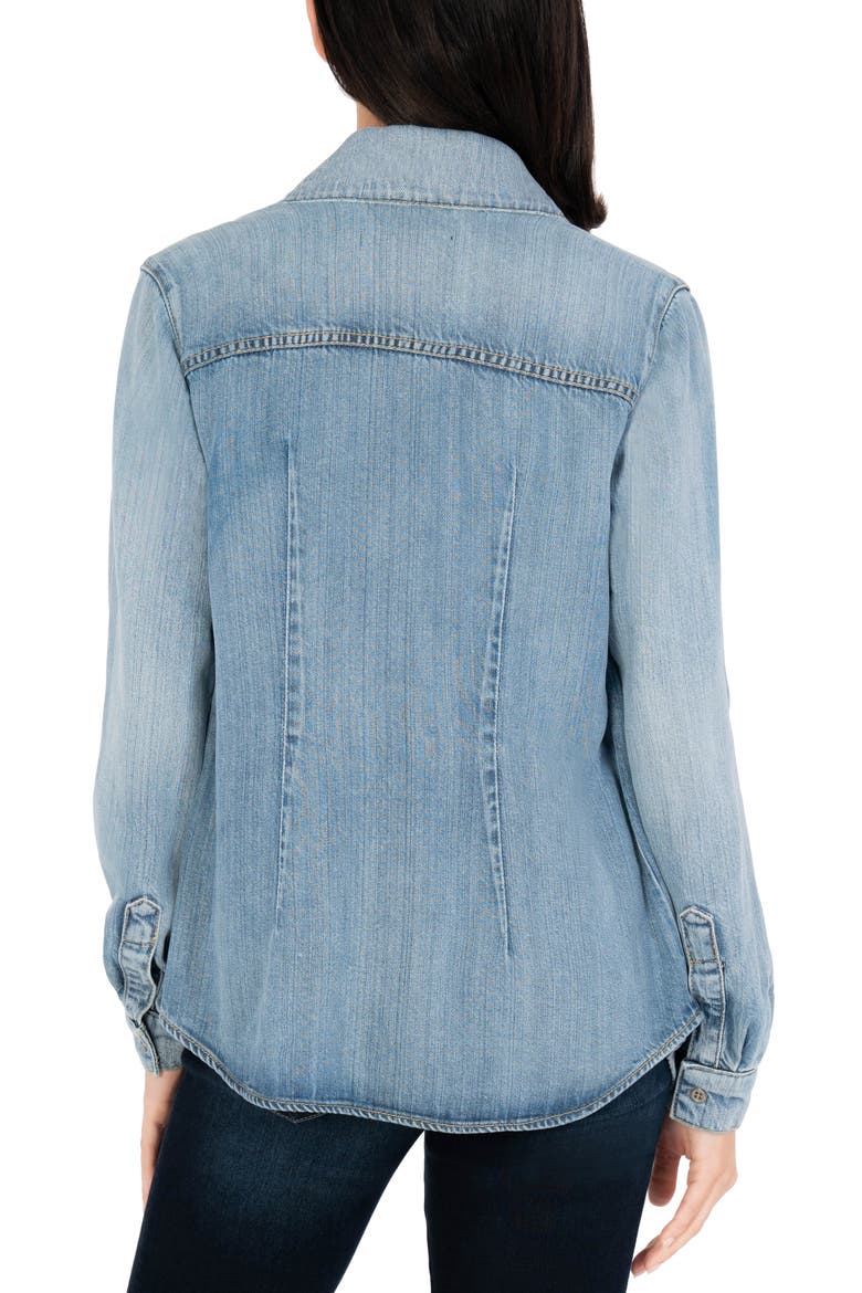 Grace Fitted Long Sleeve Denim Button-Up Shirt, Alternate, color, WISHFUL W/NEW V
