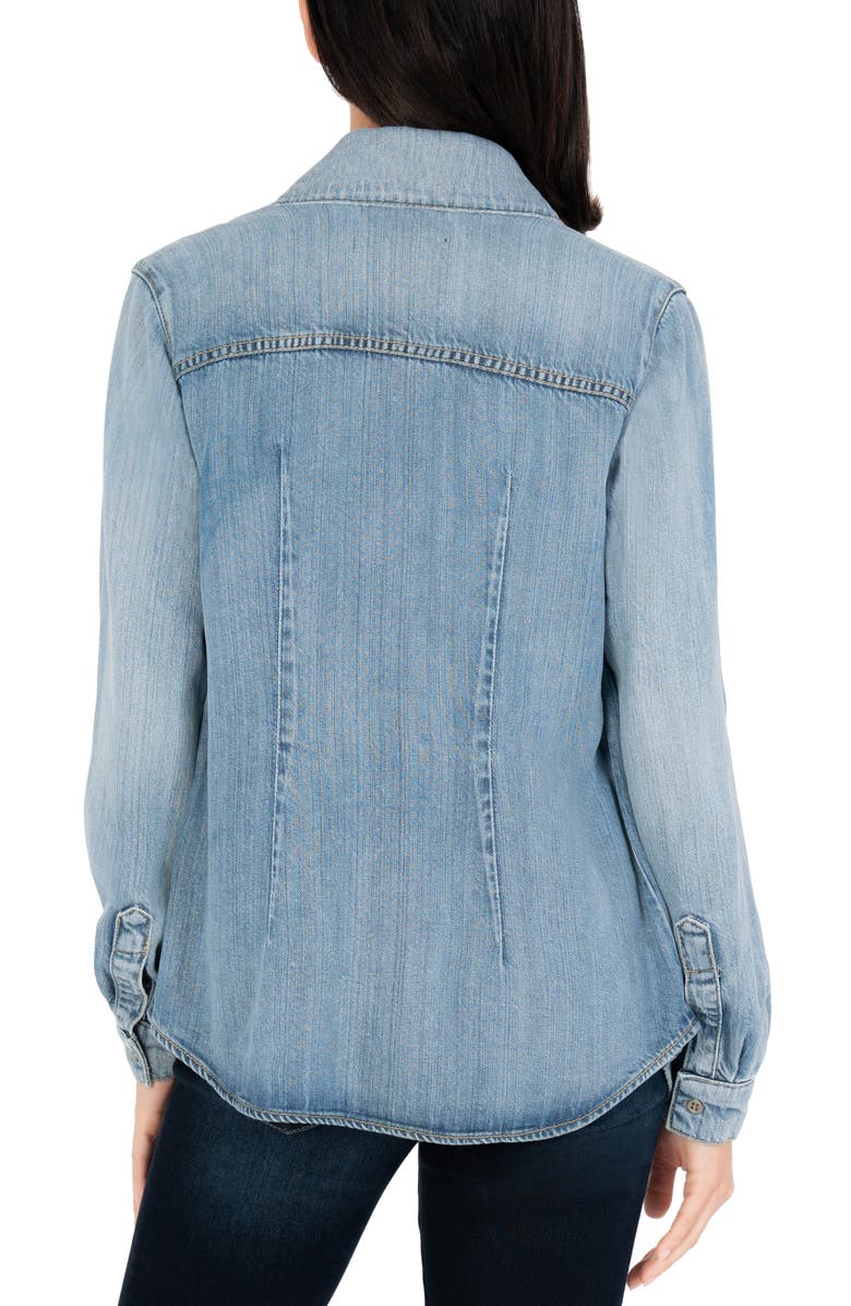 KUT from the Kloth Grace Fitted Long Sleeve Denim Button-Up Shirt, Alternate, color,