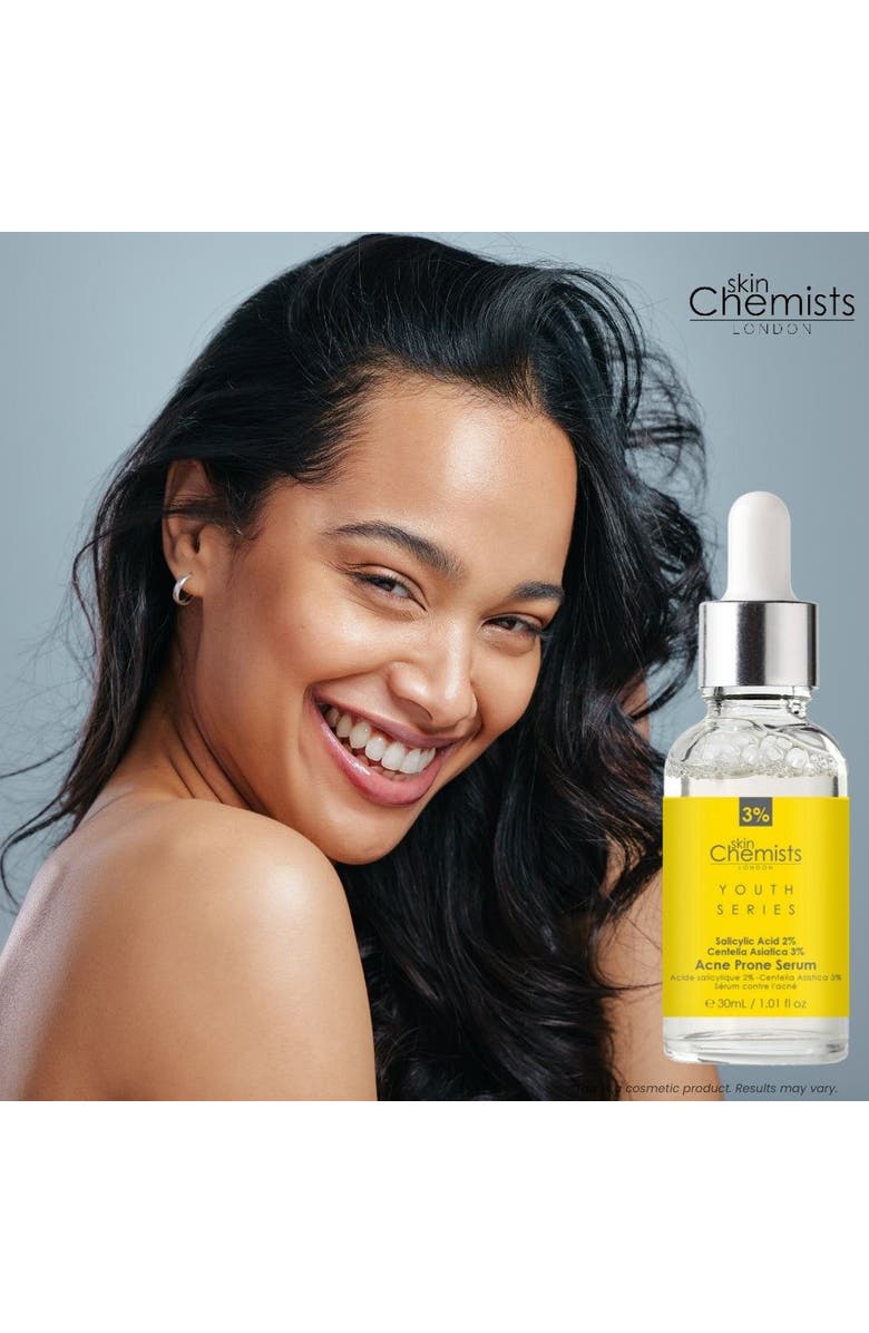SKINCHEMISTS Acne-Prone Serum with Salicylic Acid & Centella Asiatica for Clearer Skin, Alternate, color, White