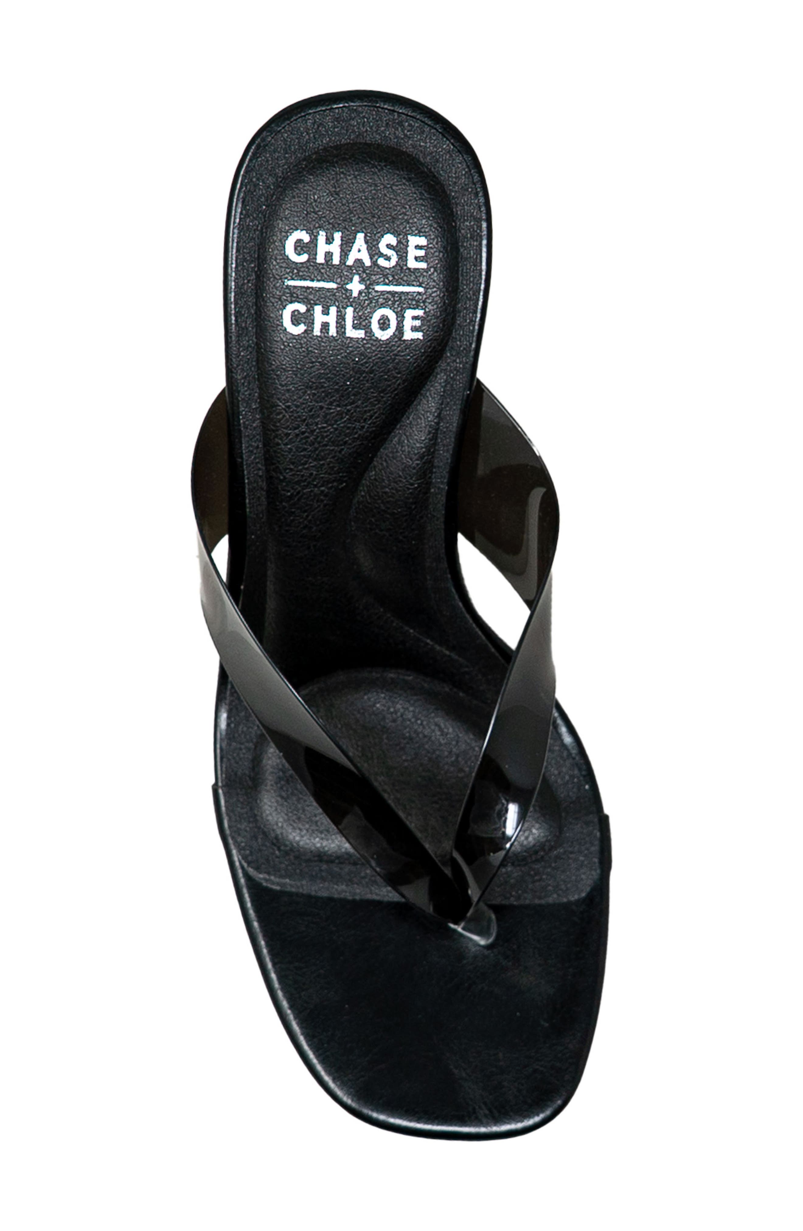 CHASE AND CHLOE Translucent Strap Block Heel Sandal, Alternate, color, Black