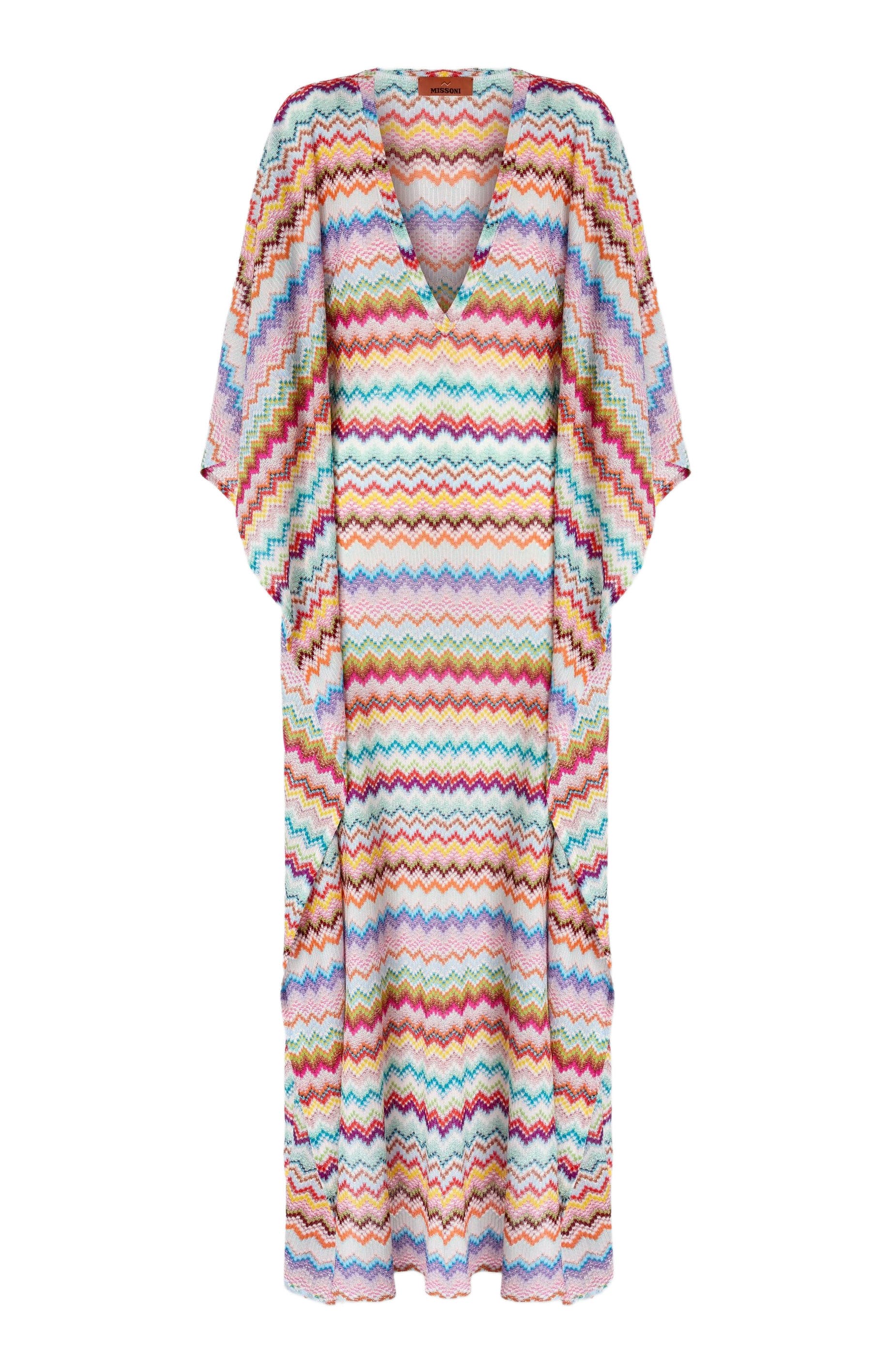 Long Caftan Cover-up With Micro Pixel-effect Zigzag Pattern - image 2