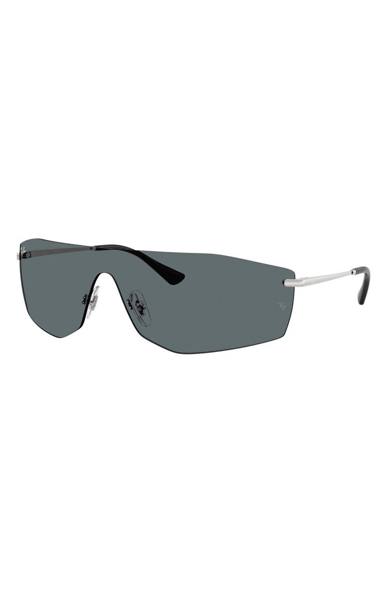 Ray-Ban Alix Bio-Based 141mm Rimless Shield Sunglasses, Alternate, color, Silver / Grey