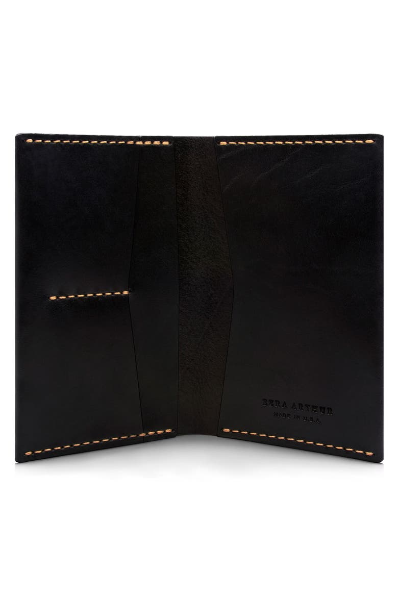 Leather Passport Wallet, Alternate, color, JET TOP STITCH