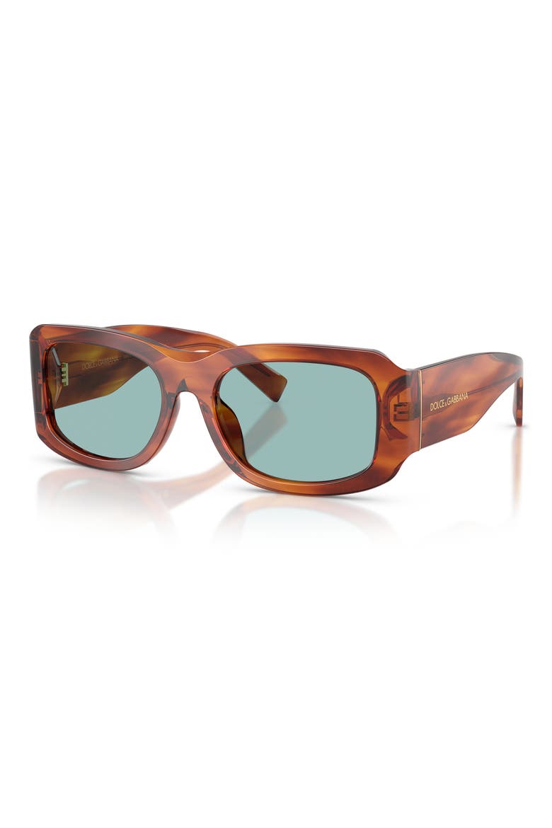 57mm Rectangular Sunglasses, Alternate, color, STRIPED GINGER / BLUE