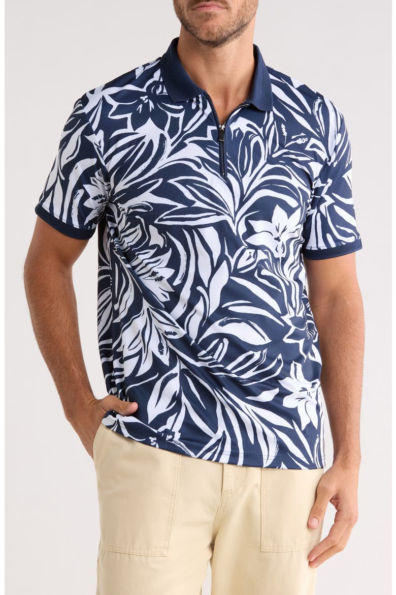 Cactus Floral Polo, Main, color, NAVY