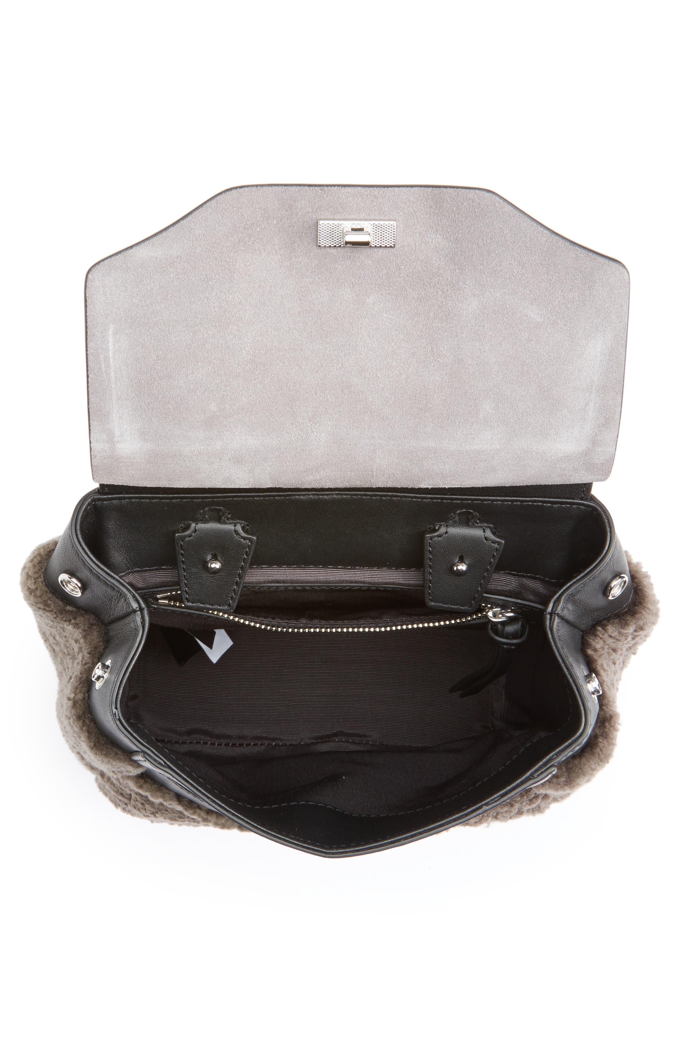 rag & bone Small Pilot Leather & Genuine Shearling Backpack, Alternate, color, 