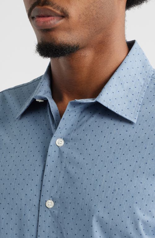 Bonobos Riviera Point Collar French Placket Short Sleeve Button-up Shirt In Blue