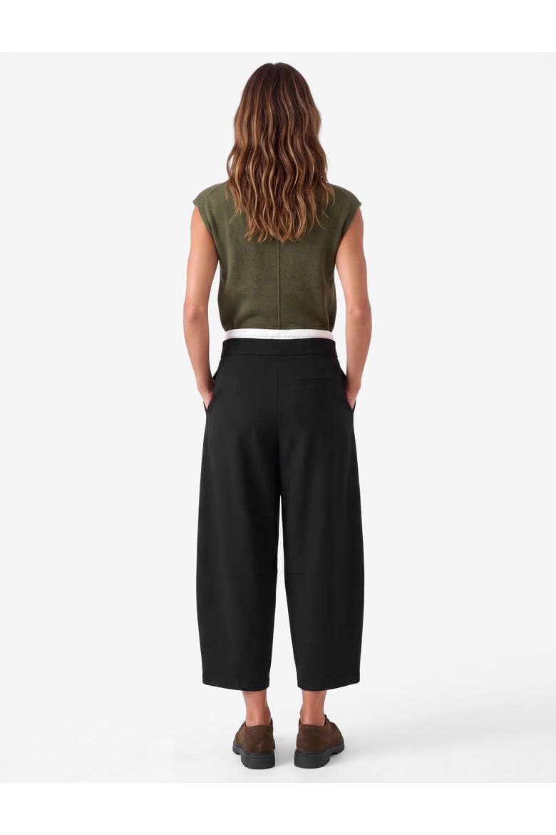 High Rise Pleated Barrel Trousers, Alternate, color, BLACK