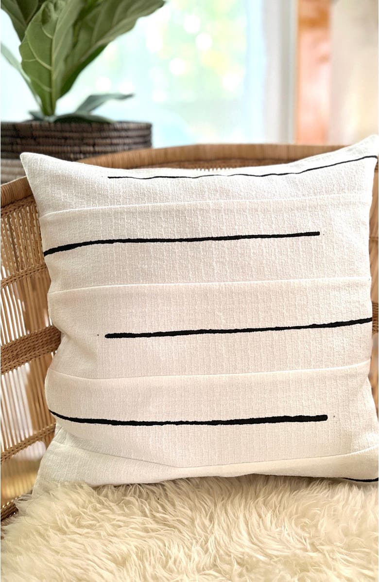 Mbare Crossing Lines White Sadza Pillow Cover 46Cm, Main, color, White