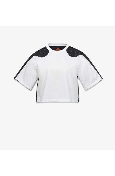 Laurel Cropped T-Shirt in Organic Cotton and Monogram ECONYL