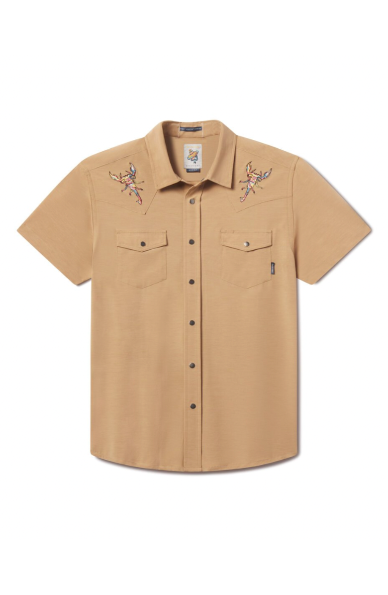 Baja Llama 2 Stingers - Dissident Western Front Snap Button Up, Main, color, Brown