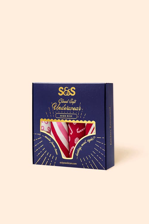 Stripe & Stare High Rise Knicker Four Pack In Red