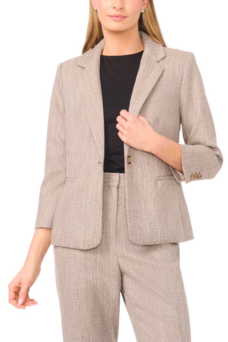 Shrunken Herringbone Blazer, Main, color, TAUPE BISQUE