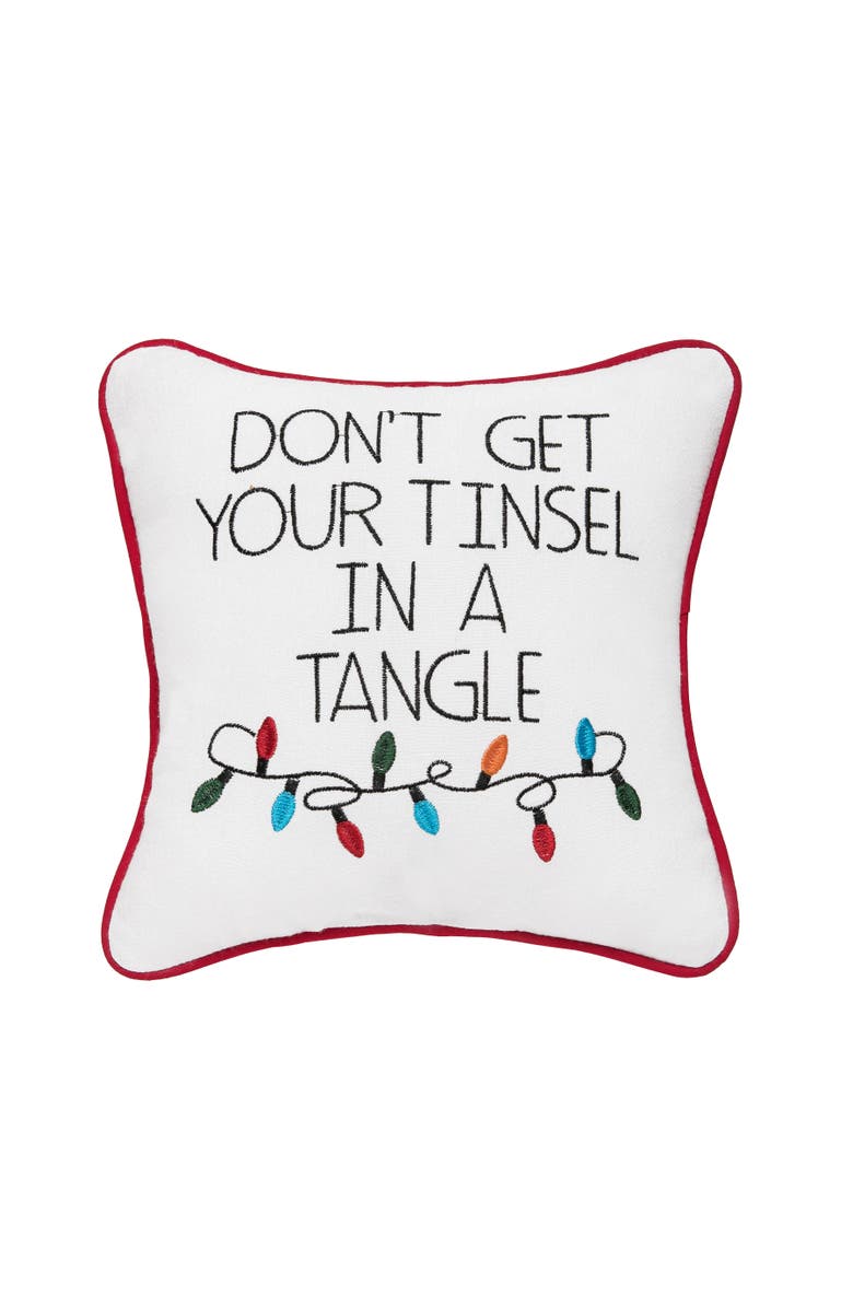 C&F Home Tinsel In A Tangle Christmas Throw Pillow, 10" x 10", Main, color, White