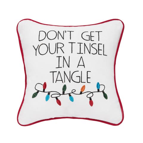 Tinsel In A Tangle Christmas Throw Pillow, 10" x 10"