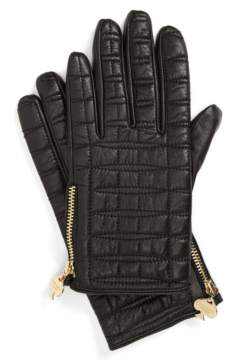 quilted logo glove, Main, color, BLACK