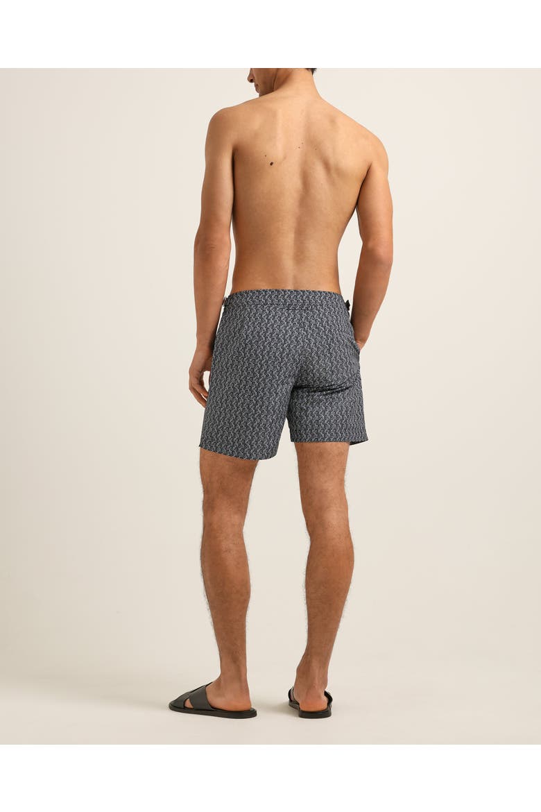 Bulldog Exclusive-Print Mid-Length Swim Shorts, Alternate, color, NIGHT IRIS