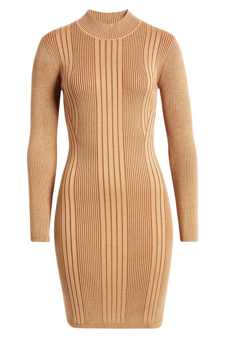 Mari Rib Long Sleeve Sweater Dress, Alternate, color, TOBACCO BROWN