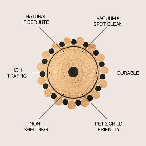 Jonathan Y Aurora Two-tone Jute Hippy Circle Medallion Round Area Rug In Black/natural
