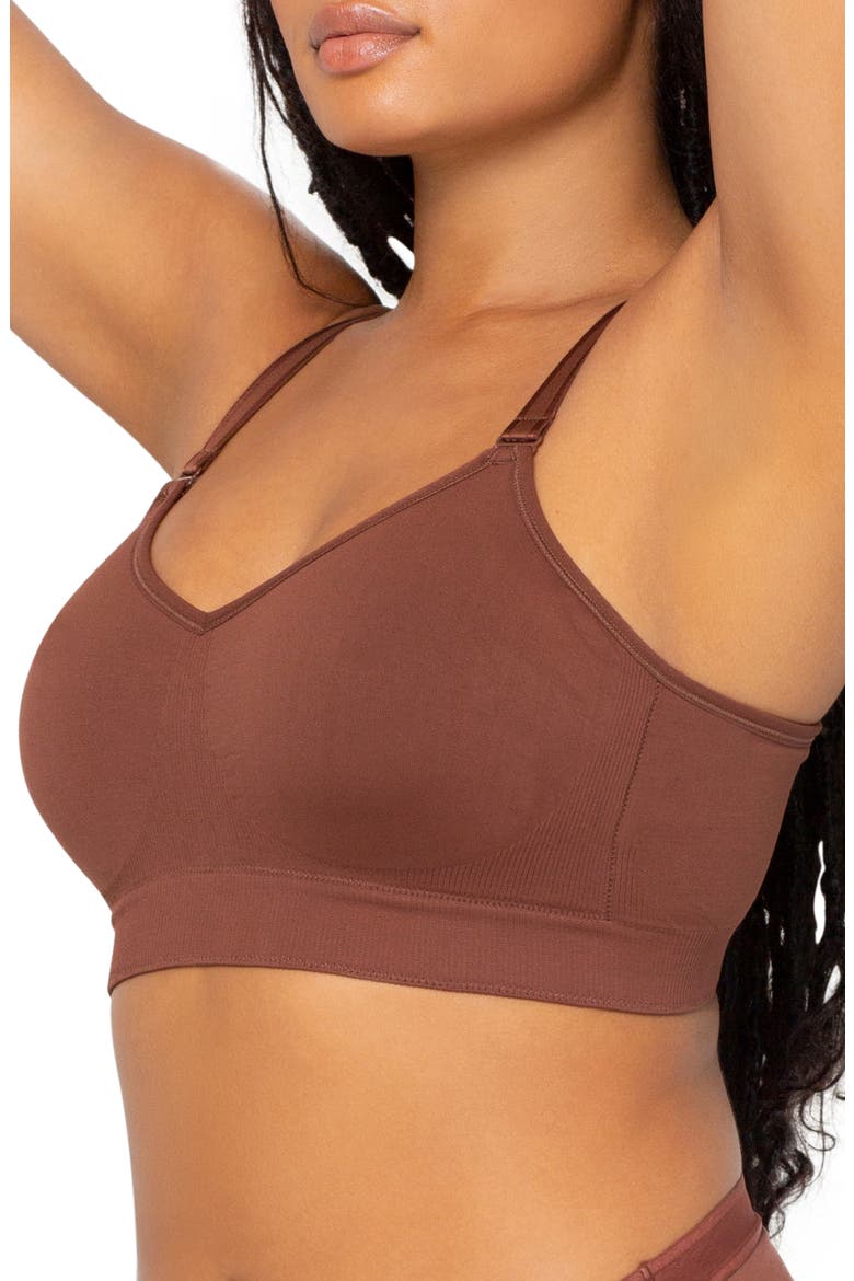 Smooth Seamless Comfort Bralette, Alternate, color, CHOCOLATEDNU