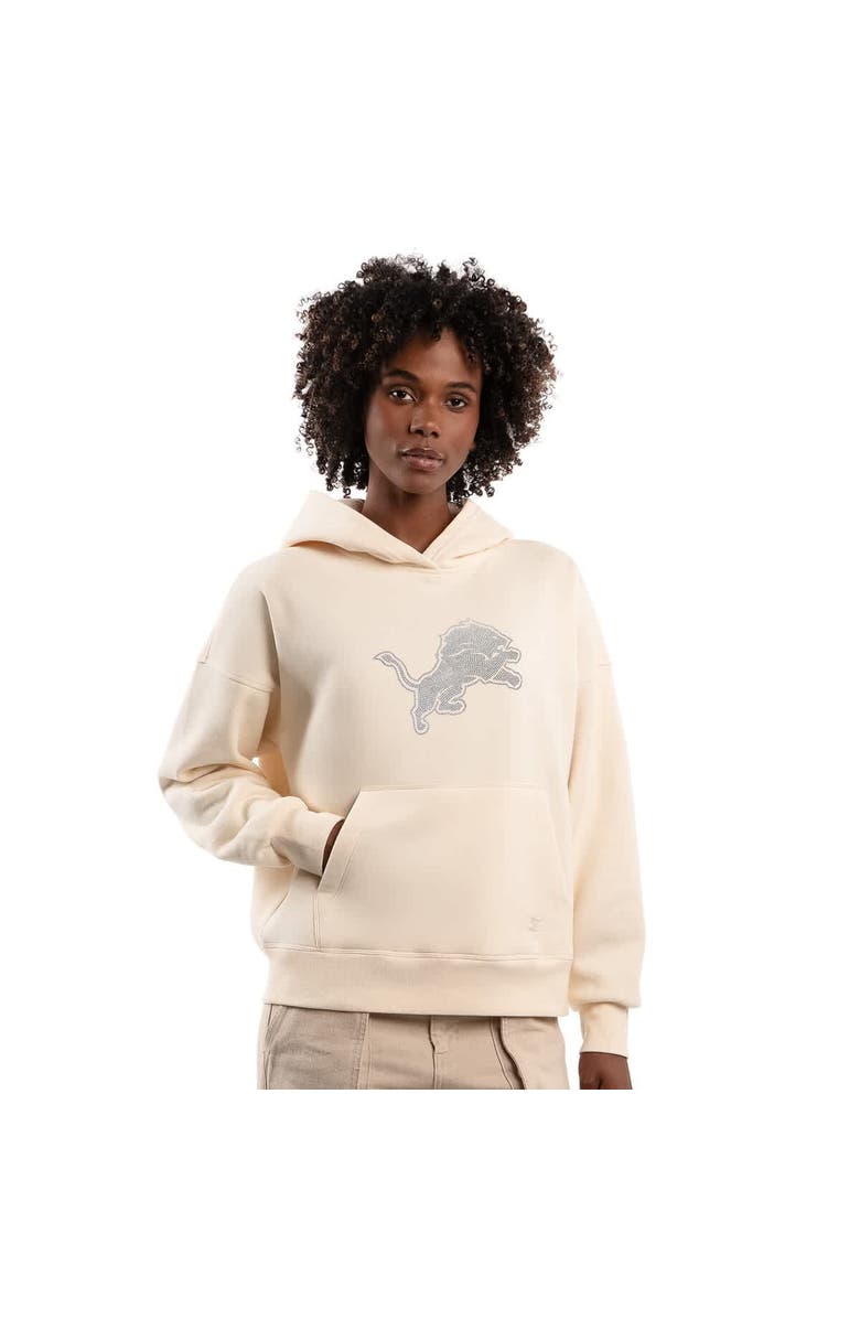STARTER Women's Starter Cream Detroit Lions Rhinestone Relaxed Hoodie, Main, color, Cream