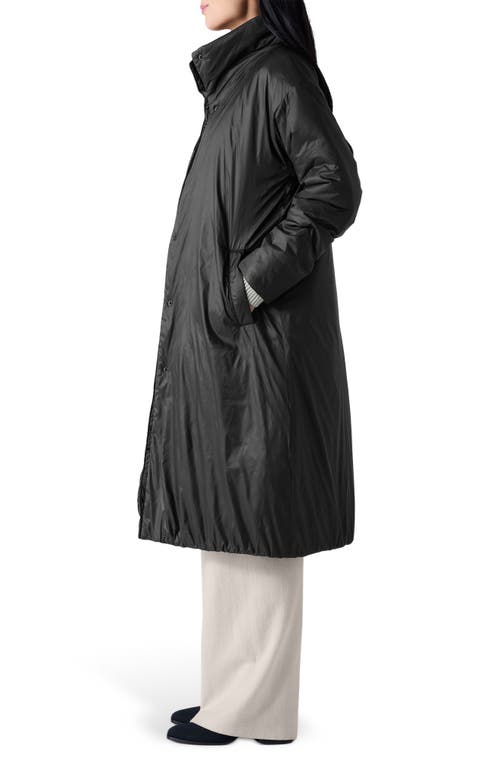 Eileen Fisher High Collar Insulated Coat In Black