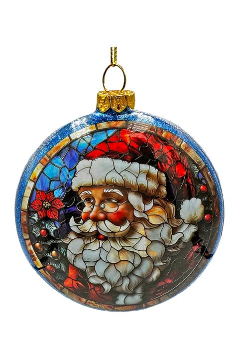 Stained Glass Santa Claus Glass Ornament