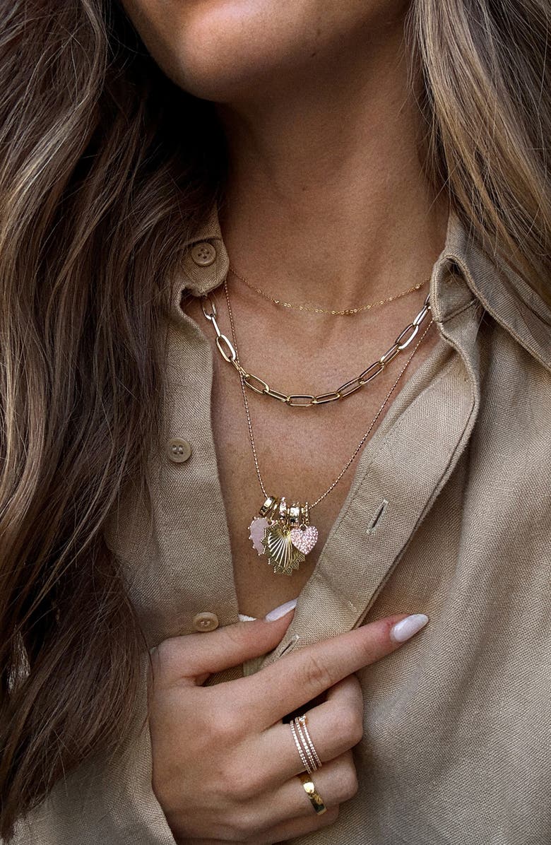 BaubleBar Juno Cluster Charm Necklace, Alternate, color, Clear/ Gold