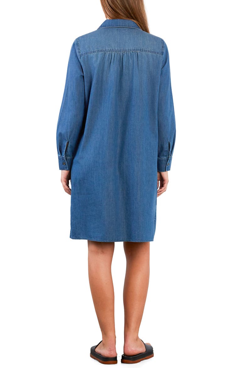Kiss the Day Long Sleeve Denim Shirtdress, Alternate, color, FLOW DENIM