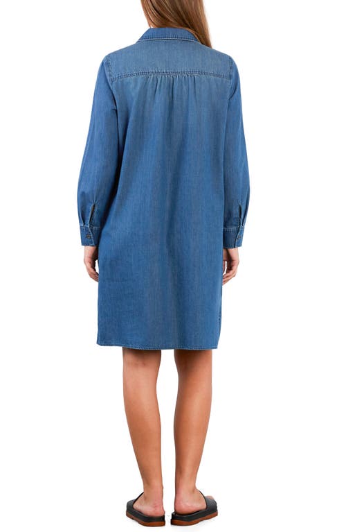 Wash Lab Denim Kiss The Day Long Sleeve Denim Shirtdress In Blue