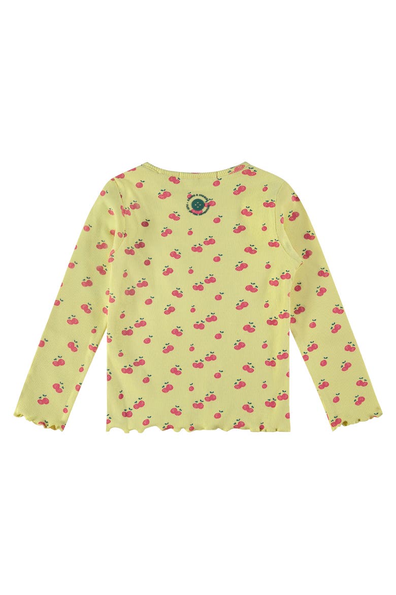 Allover Cherry Print Ribbed Long Sleeve Top, Alternate, color, Yellow