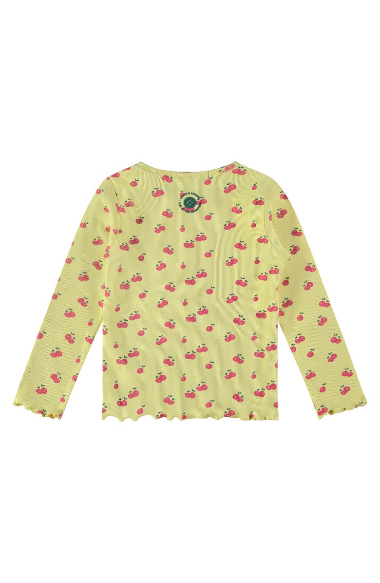 Stains and Stories by Babyface Allover Cherry Print Ribbed Long Sleeve Top, Alternate, color, Yellow