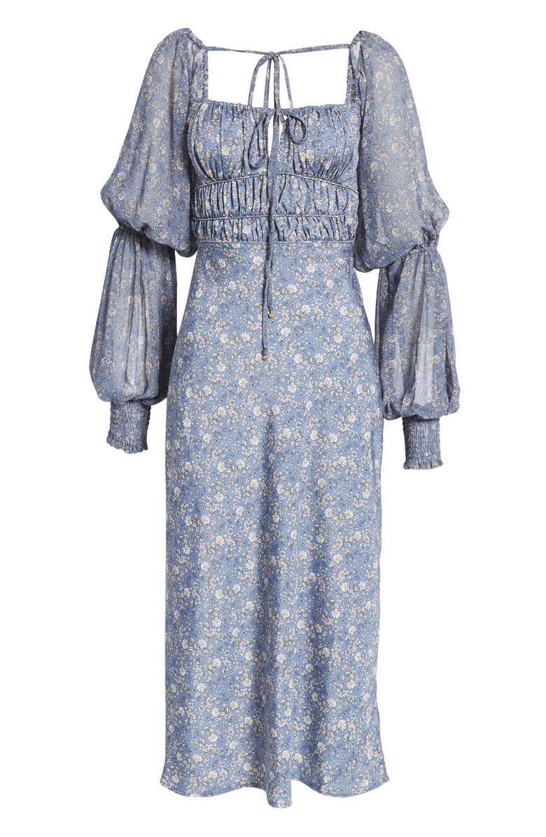Free People Aglow Smocked Long Sleeve Midi Dress | Nordstrom