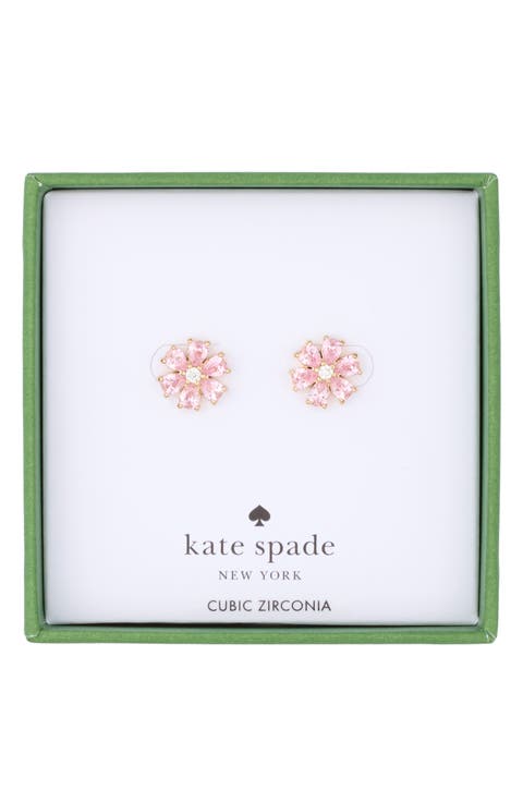 Flower Cubic Zirconia Stud Earrings